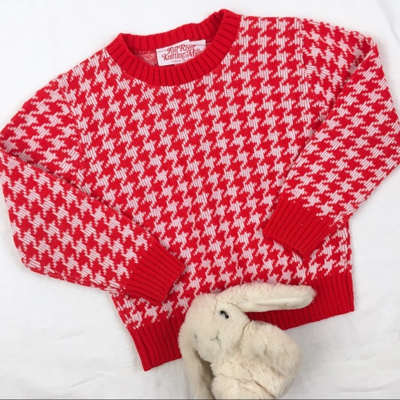 Vintage Other - $7 TODAY! Vintage Houndstooth Plaid Knit Sweater
